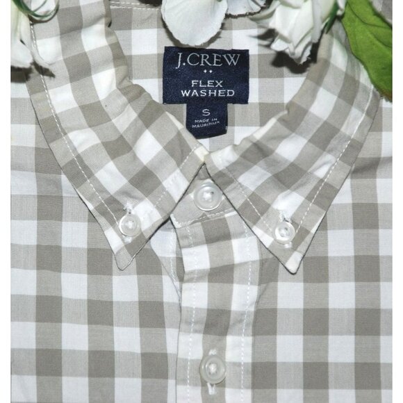 J.Crew Flex Washed Men's Long Sleeve Button Up Shirt Size S Olive Green Check - Picture 3 of 9